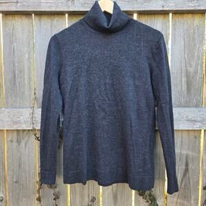 Pendleton Womens 100% Merino Wool Turtleneck Sweater L Dark Gray Quiet Luxury
